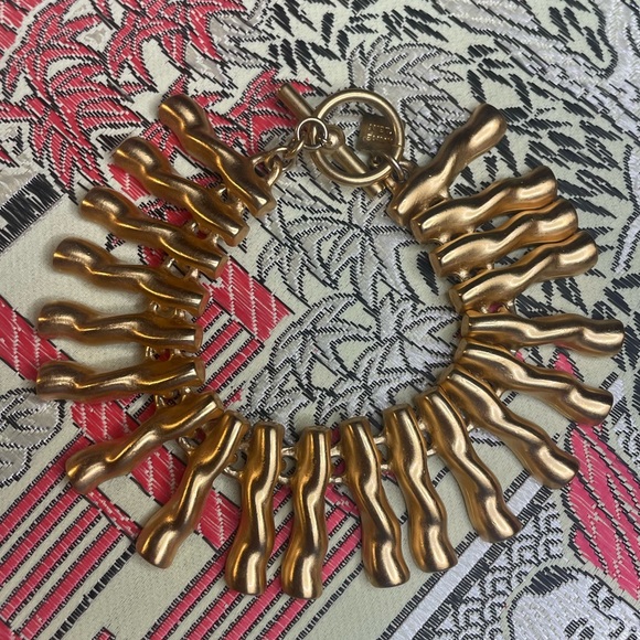 GORGEOUS rare style vintage 80s 90s matte gold tone Anne Klein link bracelet - Picture 1 of 3